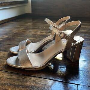 Naturalizer Metallic Gold Block Heel Sandals